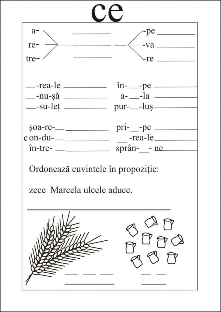 Grupurile de litere 'ce' și 'che' in cuvinte variate